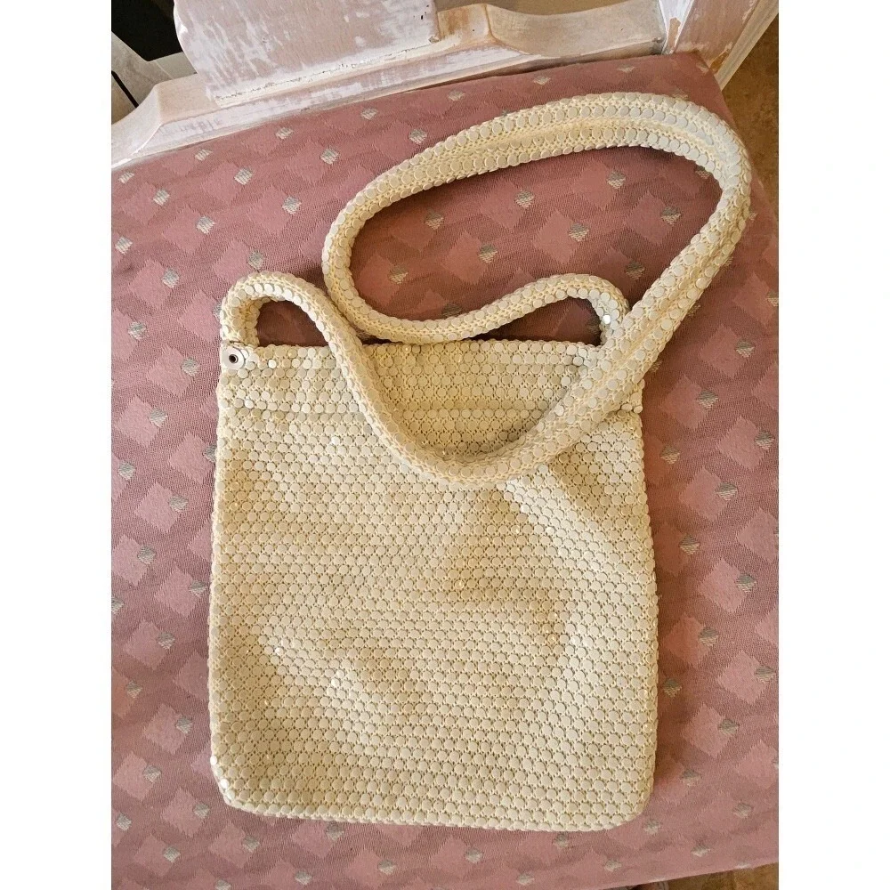 Marcel Bag Shop Beaded Purse‎ Vintage Shoulder Bag Cream Color Handmade
